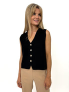 Kate & Pippa Kelly Buttoned Knit Waistcoat In Black-Kate & Pippa