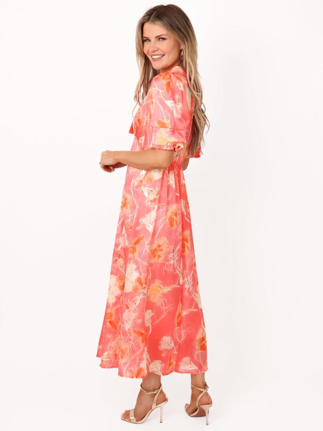 Kate & Pippa Kimber Midi Dress in Coral-Kate & Pippa