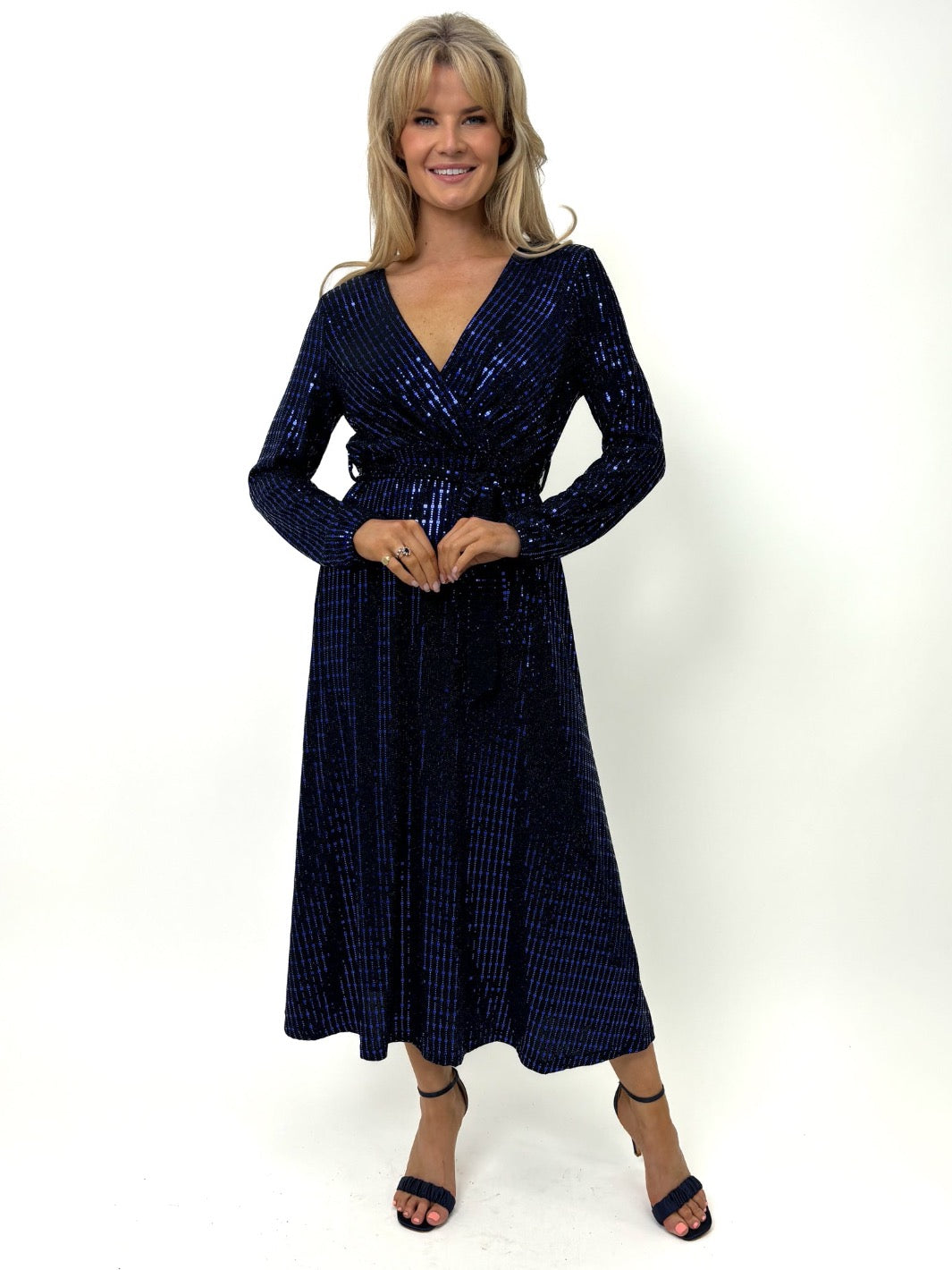 Kate & Pippa Kylie Midi Dress In Black / Blue Sparkle-Kate & Pippa