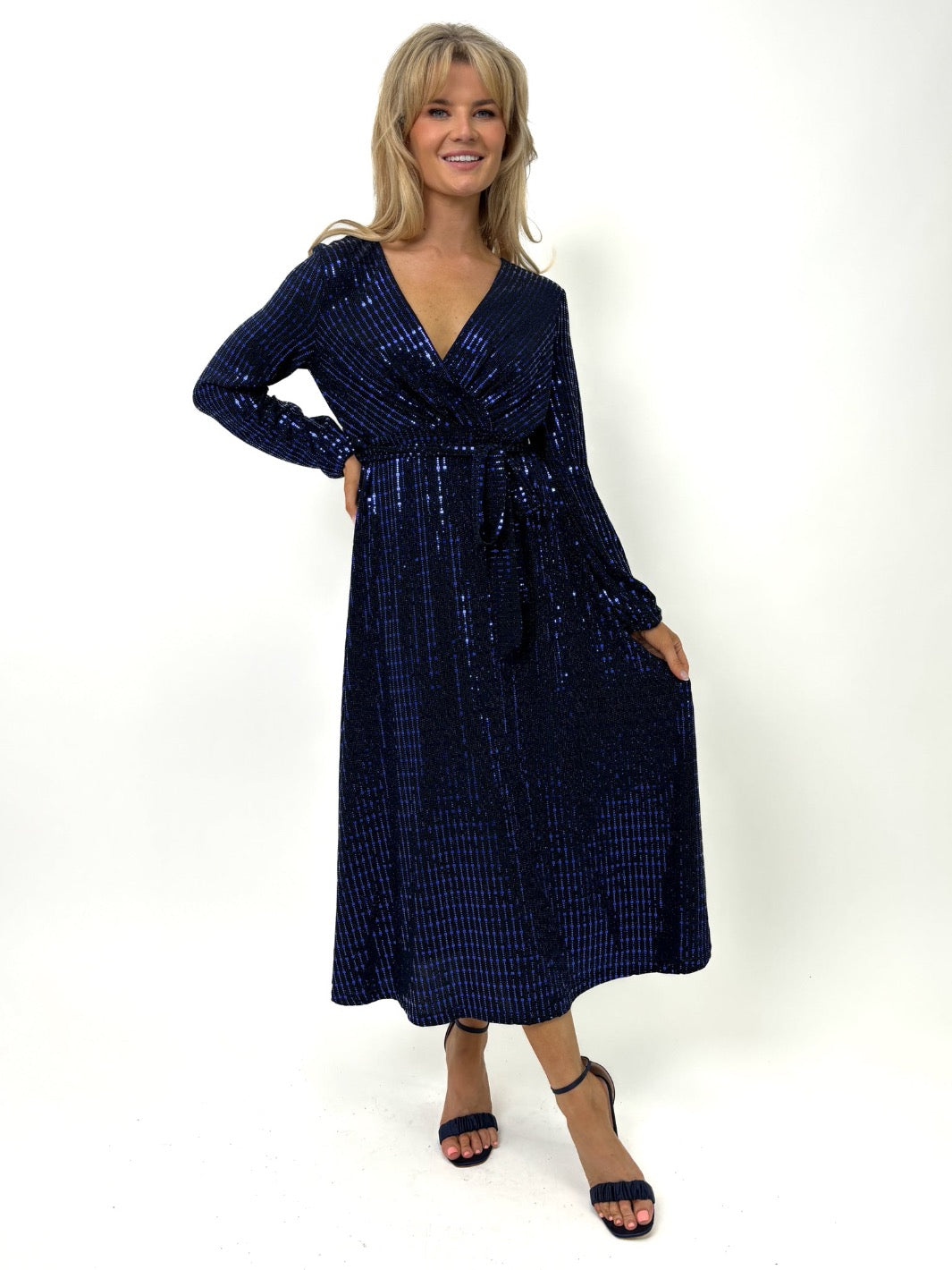 Kate & Pippa Kylie Midi Dress In Black / Blue Sparkle-Kate & Pippa