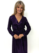 Kate & Pippa Kylie Midi Dress In Black / Purple Sparkle-Kate & Pippa