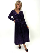 Kate & Pippa Kylie Midi Dress In Black / Purple Sparkle-Kate & Pippa