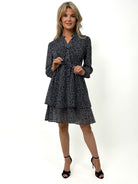 Kate & Pippa Latina Mini Dress In Black / Grey Print-Kate & Pippa