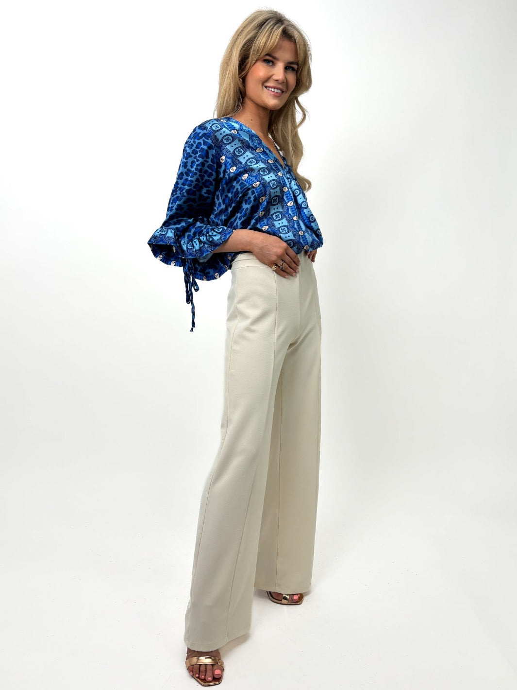 Kate & Pippa Lulu High Waist Trousers In Vanilla-Kate & Pippa