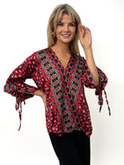 Kate & Pippa Maria Top In Black / Red Print-Kate & Pippa