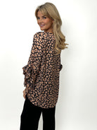 Kate & Pippa Maria Top In Black / Tan Print-Kate & Pippa