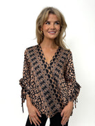 Kate & Pippa Maria Top In Black / Tan Print-Kate & Pippa