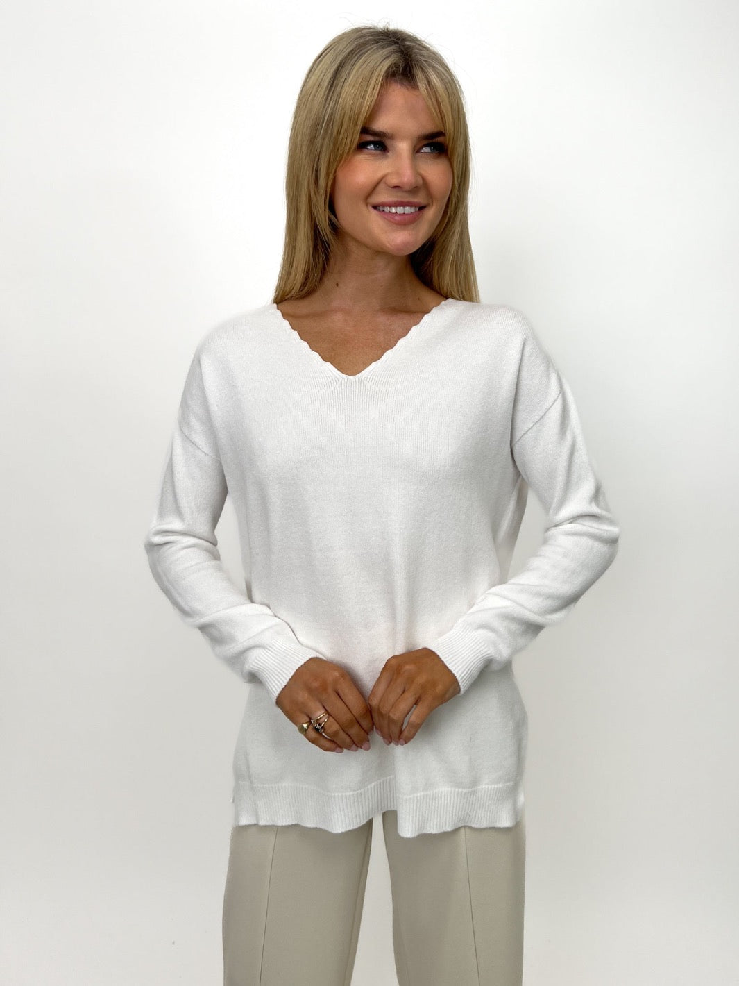 Kate & Pippa Marmi Knit Jumper In White-Kate & Pippa