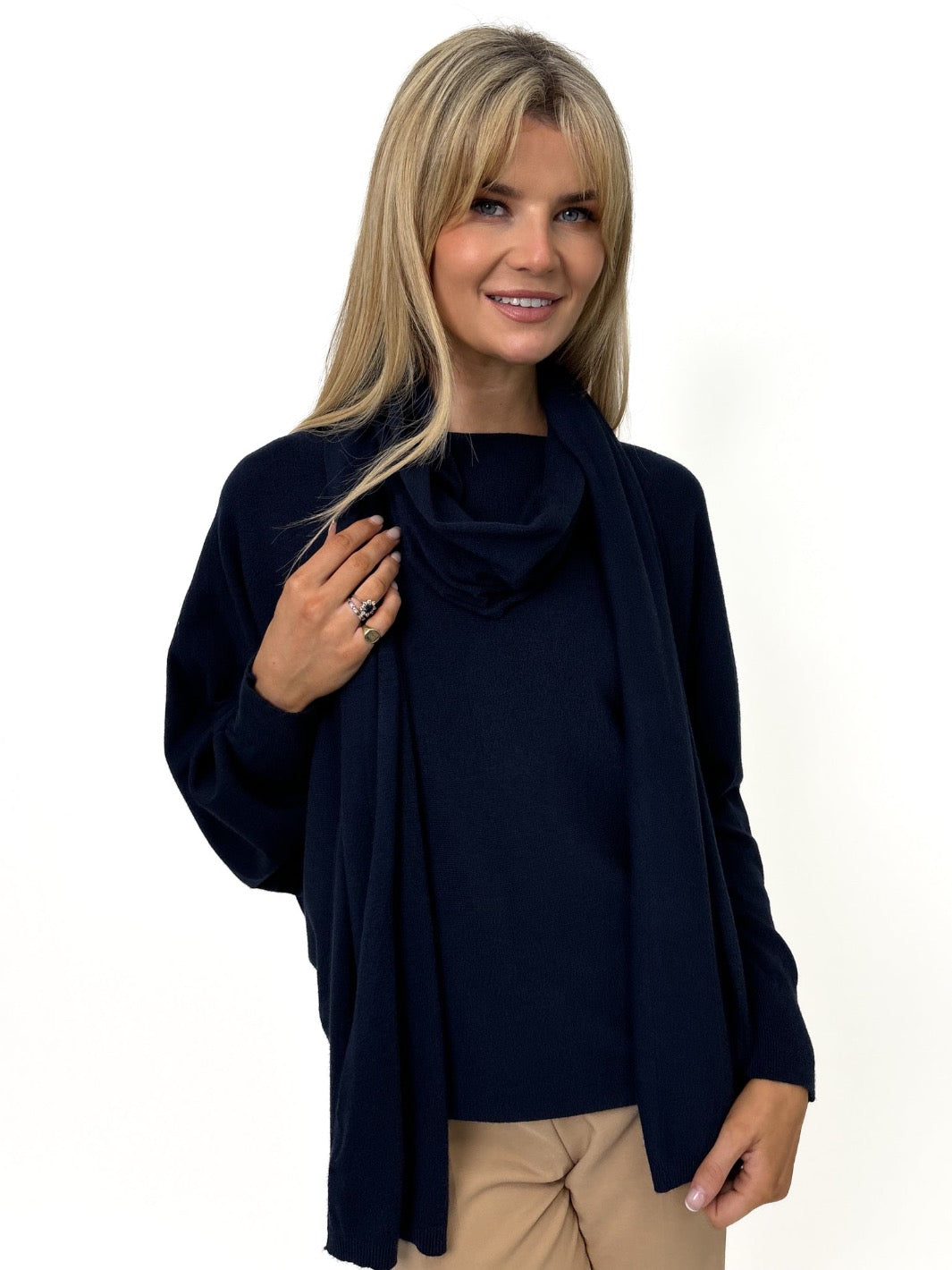 Kate & Pippa Matera Scarf In Navy-Kate & Pippa