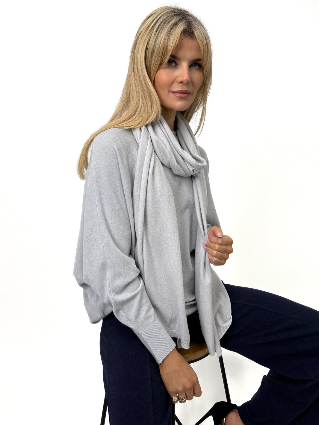 Kate & Pippa Matera Scarf In Silver-Kate & Pippa