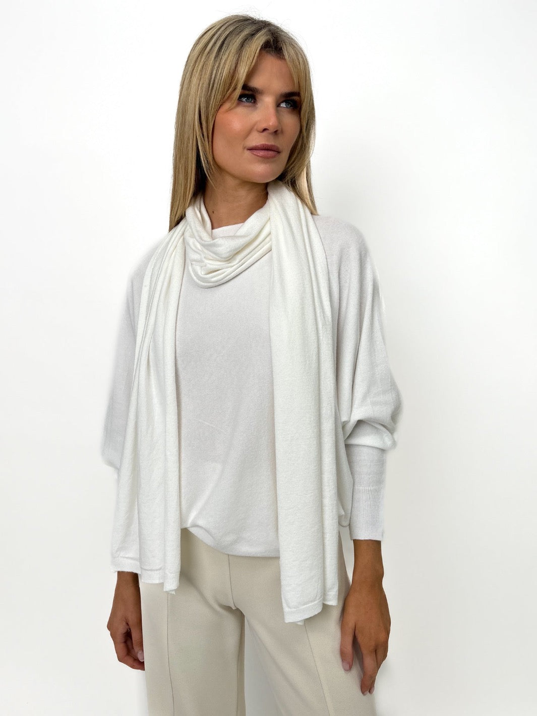 Kate & Pippa Matera Scarf In White-Kate & Pippa