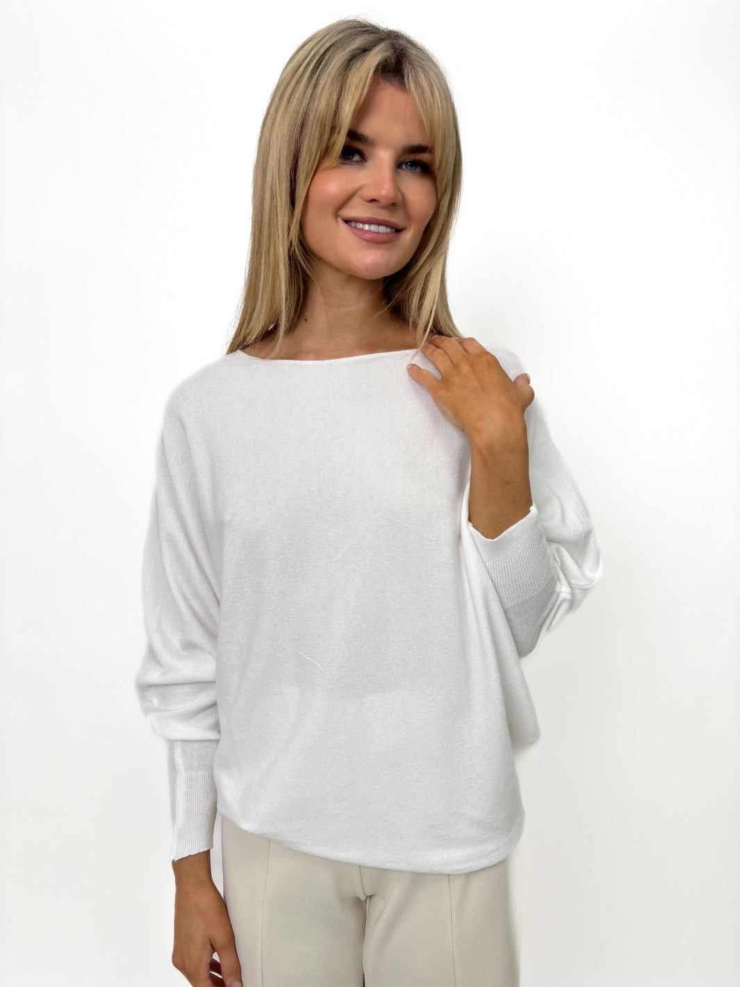 Kate & Pippa Milano Knit Jumper In White-Kate & Pippa