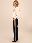 Kate & Pippa Nicks Stripe Trousers In Black-Kate & Pippa