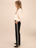 Kate & Pippa Nicks Stripe Trousers In Black-Kate & Pippa
