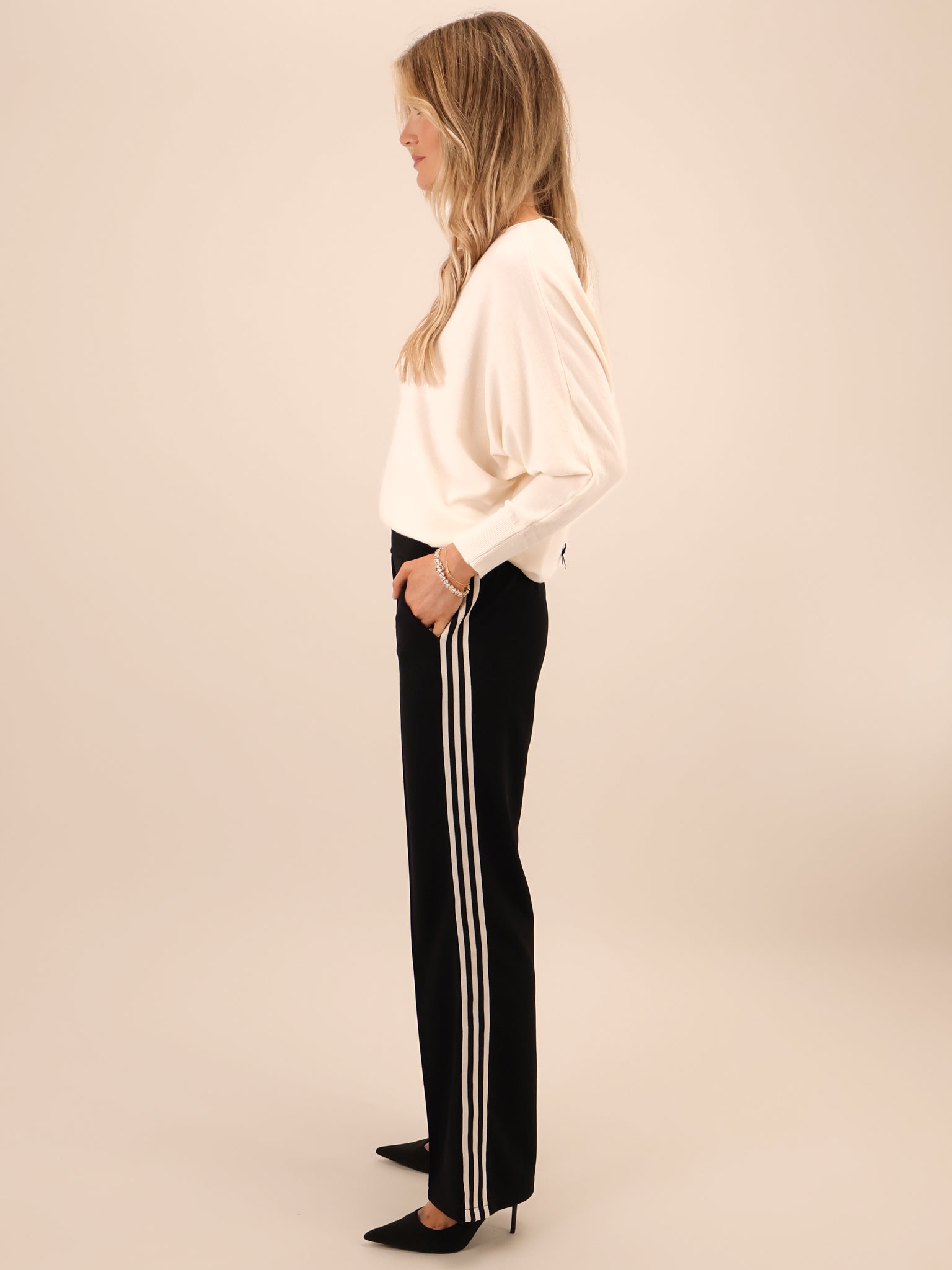Kate & Pippa Nicks Stripe Trousers In Black-Kate & Pippa
