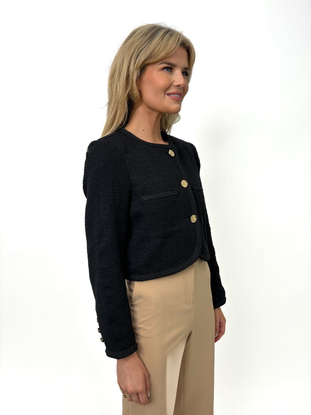 Kate & Pippa Nicky Buttoned Jacket In Black-Kate & Pippa