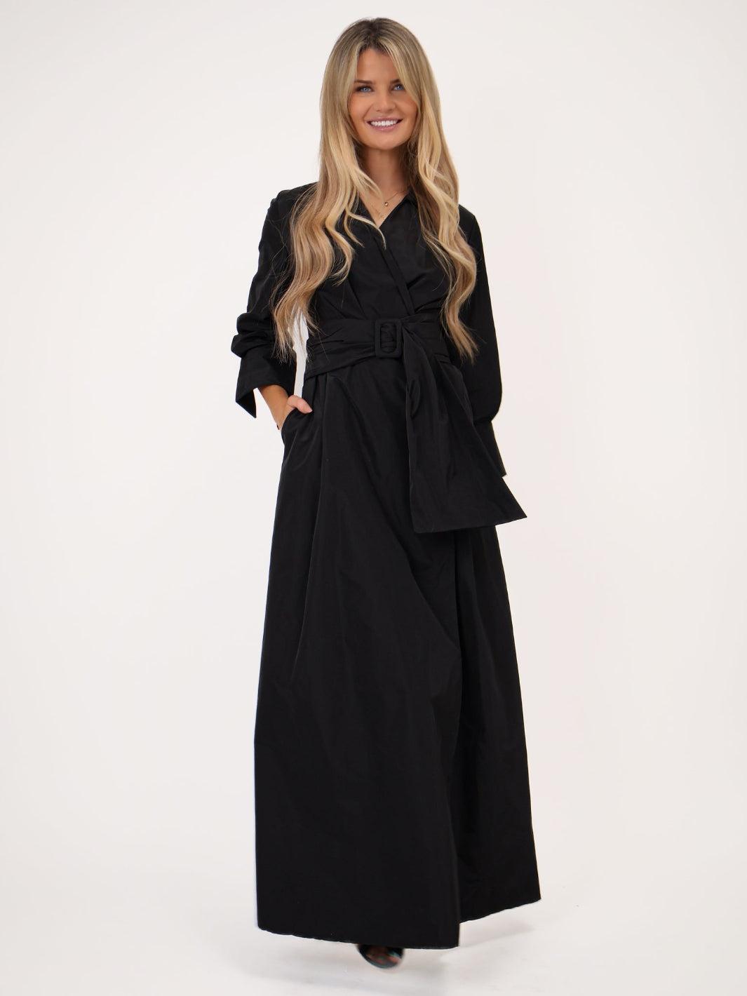 Kate & Pippa Penelope Taffeta Maxi Dress In Black-Kate & Pippa Autumn/Winter Ladies Clothing