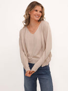 Kate & Pippa Poppy Two-In-One Cardigan In Beige-Kate & Pippa
