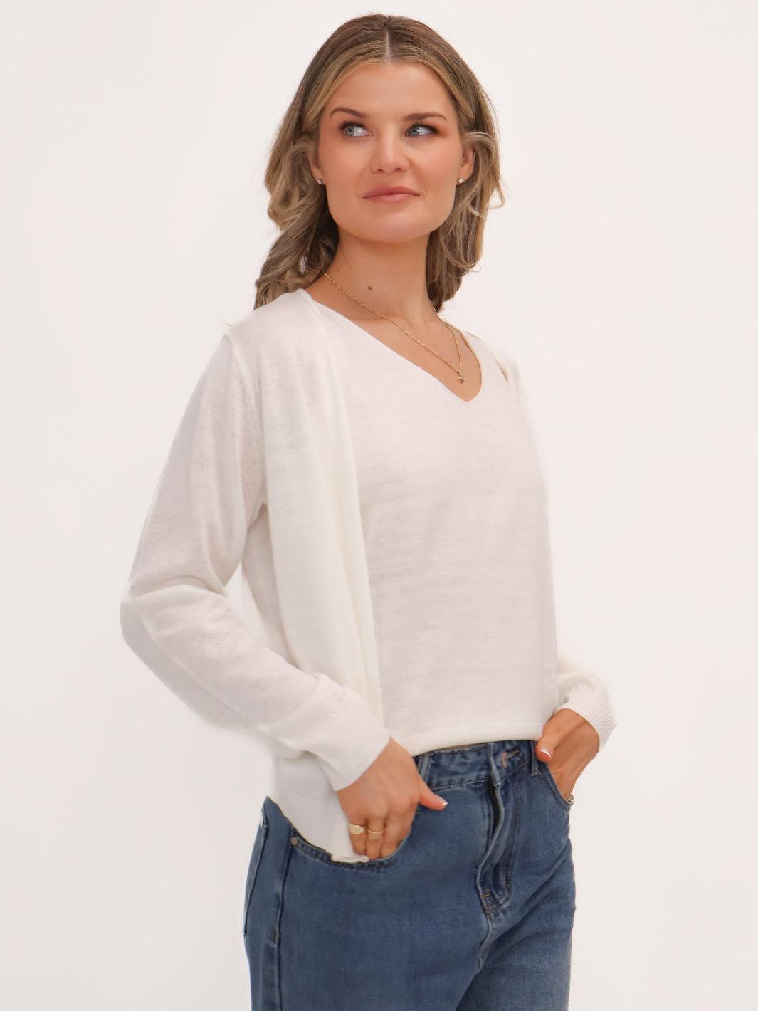 Kate & Pippa Poppy Two-In-One Cardigan In White-Kate & Pippa