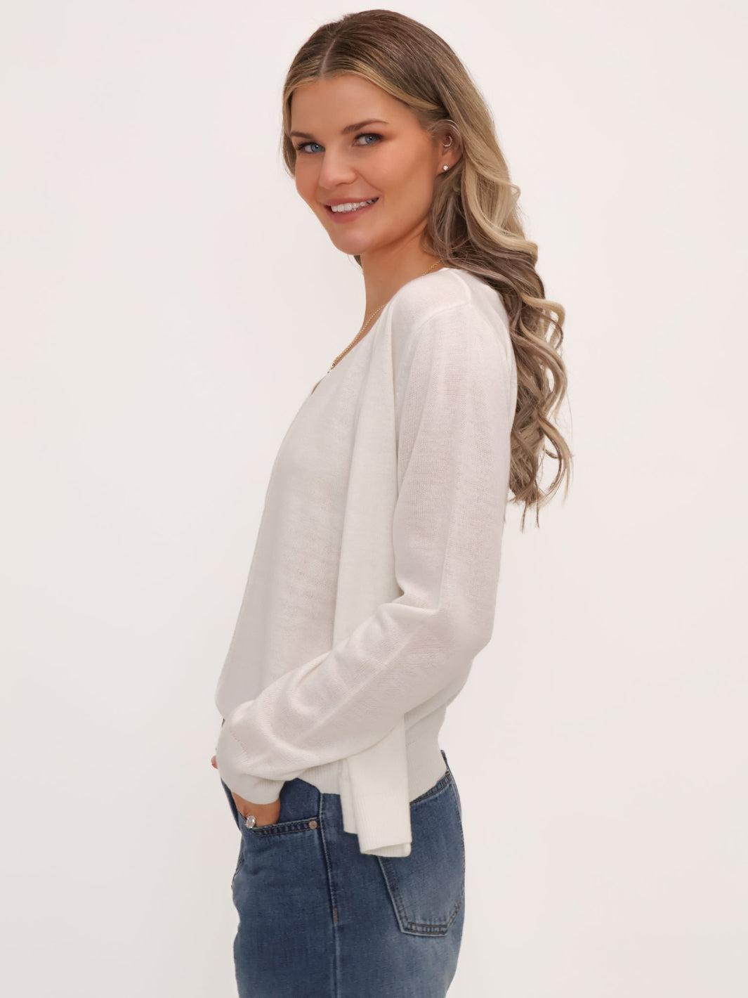 Kate & Pippa Poppy Two-In-One Cardigan In White-Kate & Pippa