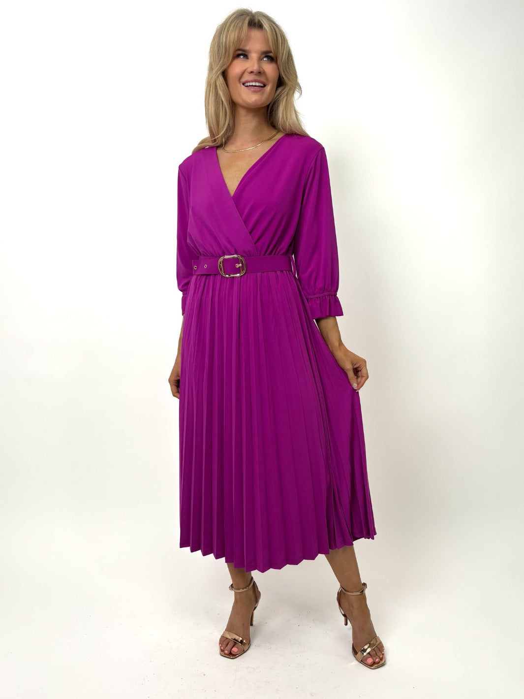 Kate & Pippa Positano Cristal Midi Dress In Magenta-Kate & Pippa