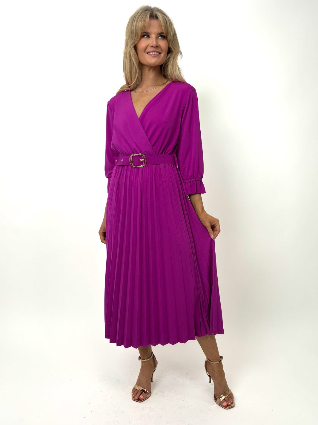 Kate & Pippa Positano Cristal Midi Dress In Magenta-Kate & Pippa