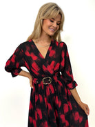 Kate & Pippa Positano Midi Dress In Black / Red Print-Kate & Pippa