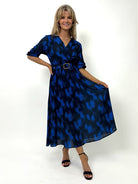 Kate & Pippa Positano Midi Dress In Blue / Navy Print-Kate & Pippa