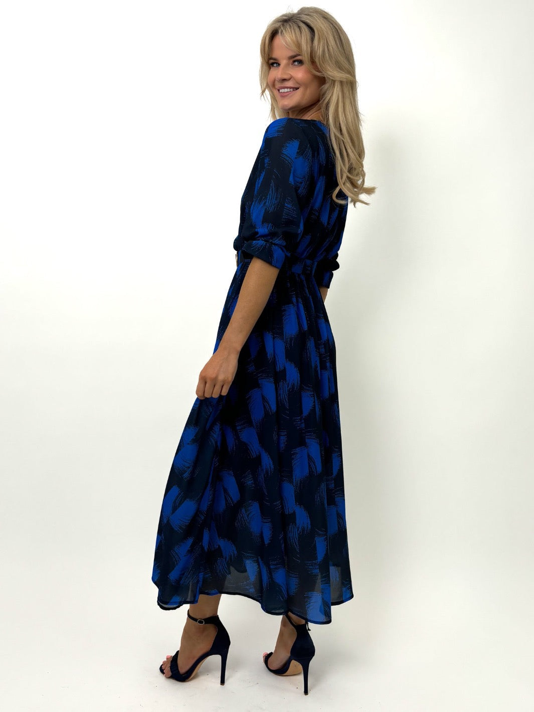 Kate & Pippa Positano Midi Dress In Blue / Navy Print-Kate & Pippa