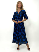 Kate & Pippa Positano Midi Dress In Blue / Navy Print-Kate & Pippa