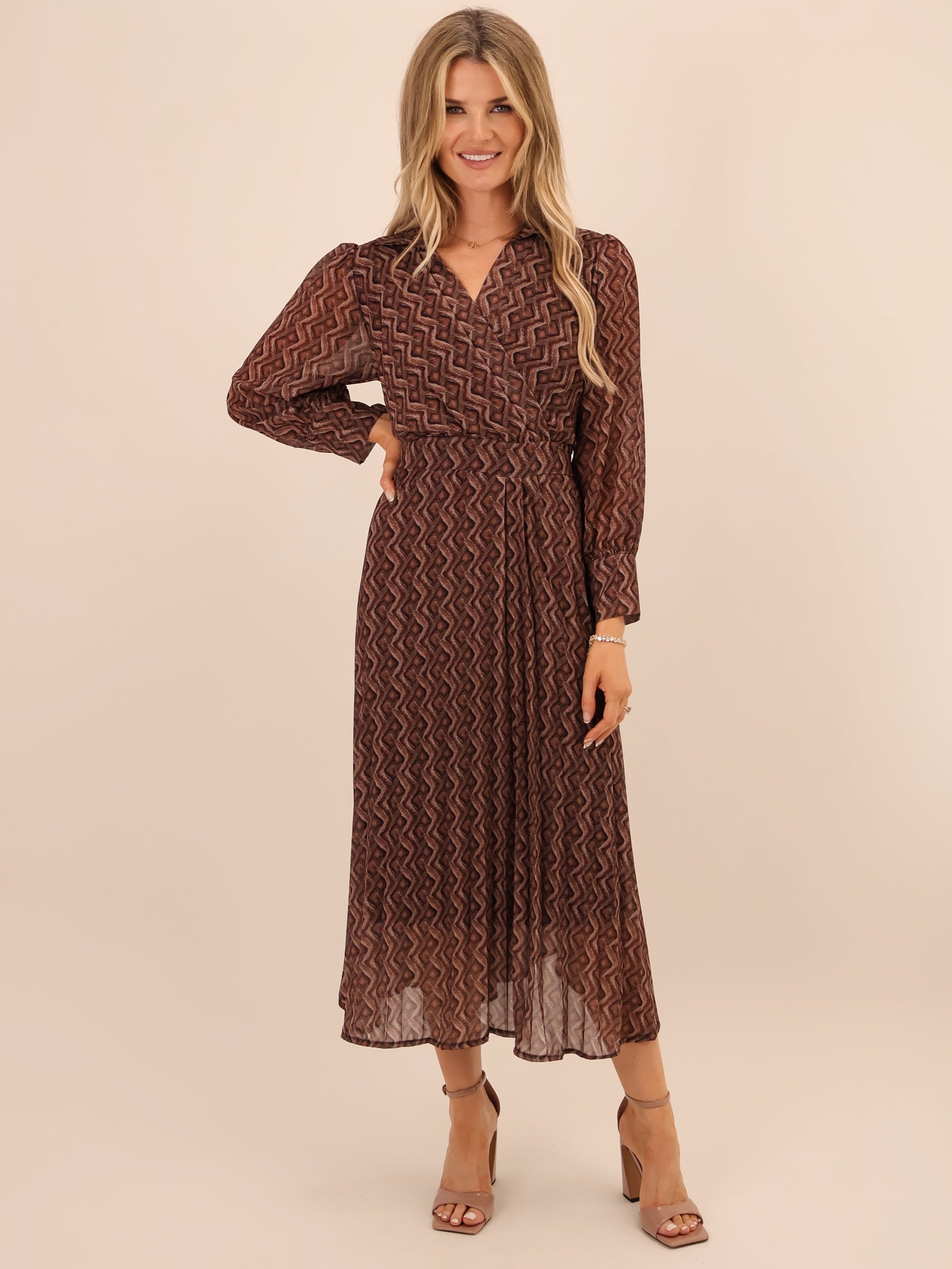 Kate & Pippa Positano Midi Dress In Brown-Kate & Pippa