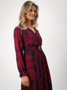 Kate & Pippa Positano Midi Dress In Burgundy Print-Kate & Pippa Autumn/Winter Ladies Clothing