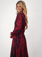 Kate & Pippa Positano Midi Dress In Burgundy Print-Kate & Pippa Autumn/Winter Ladies Clothing