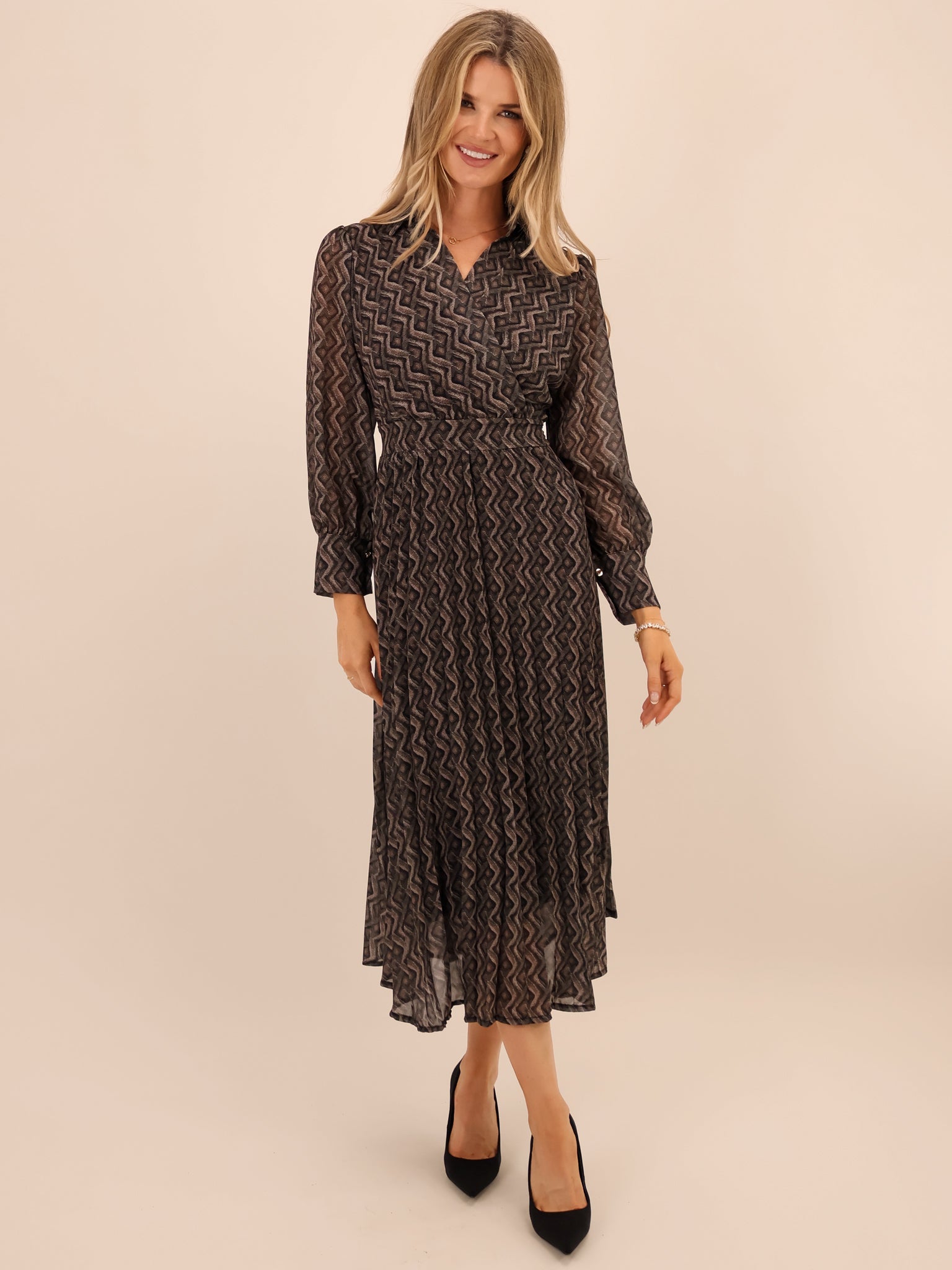 Kate & Pippa Positano Midi Dress In Grey-Kate & Pippa