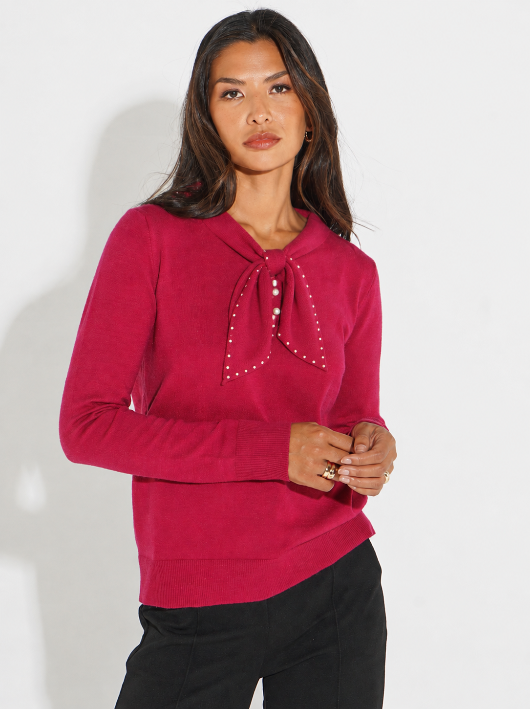 Kate & Pippa Presley Knit Top In Raspberry-Kate & Pippa