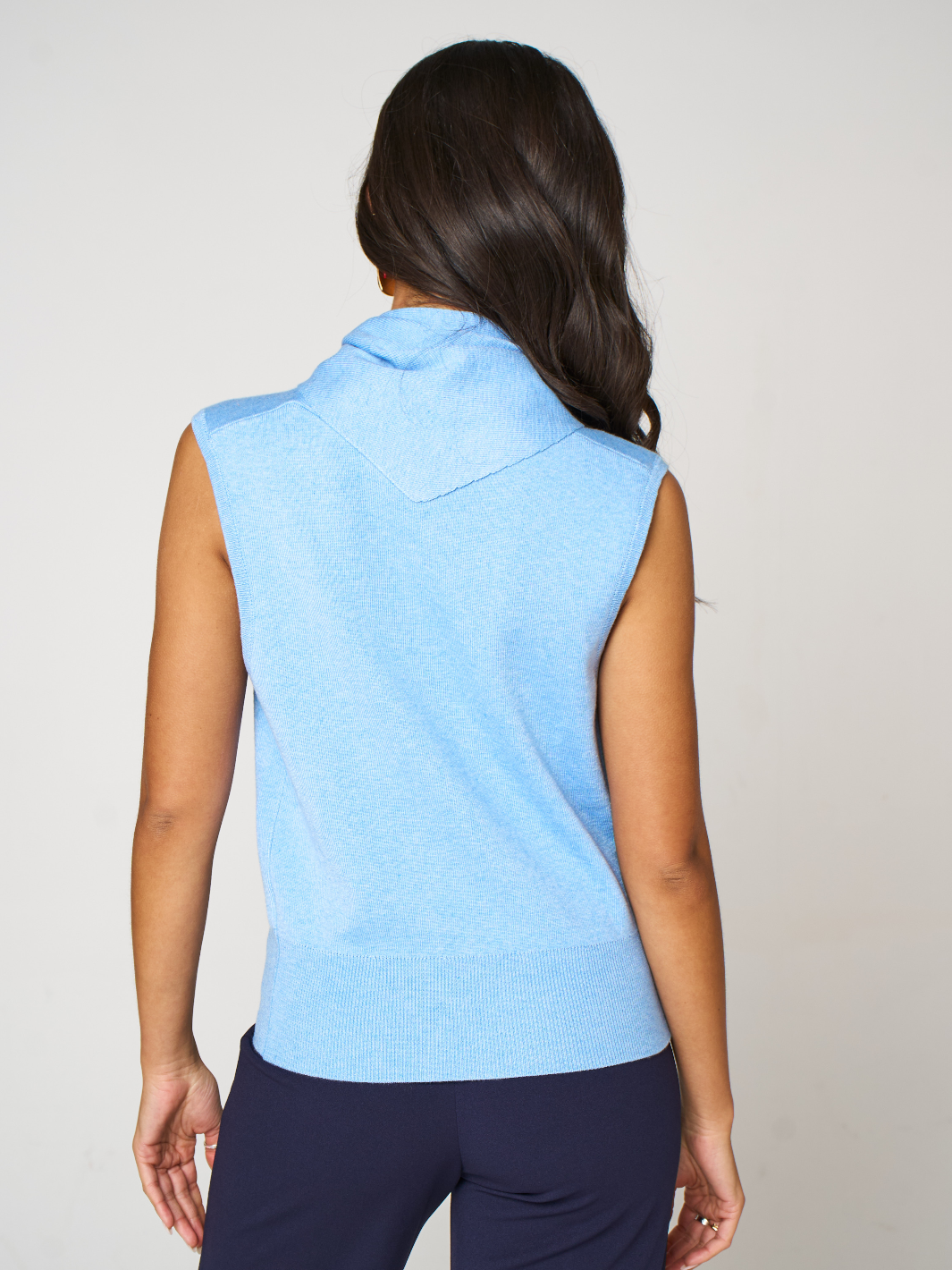 Kate & Pippa Robyn Knit Waistcoat With Neck Scarf In Blue-Kate & Pippa