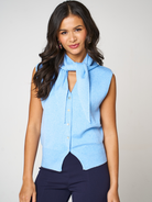 Kate & Pippa Robyn Knit Waistcoat With Neck Scarf In Blue-Kate & Pippa