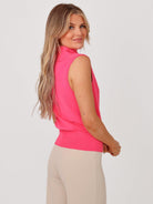 Kate & Pippa Robyn Knit Waistcoat With Neck Scarf In Pink-Kate & Pippa