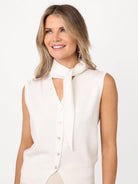 Kate & Pippa Robyn Knit Waistcoat With Neck Scarf In White-Kate & Pippa