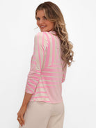 Kate & Pippa Rocco Top In Light Pink Stripe Print-Kate & Pippa