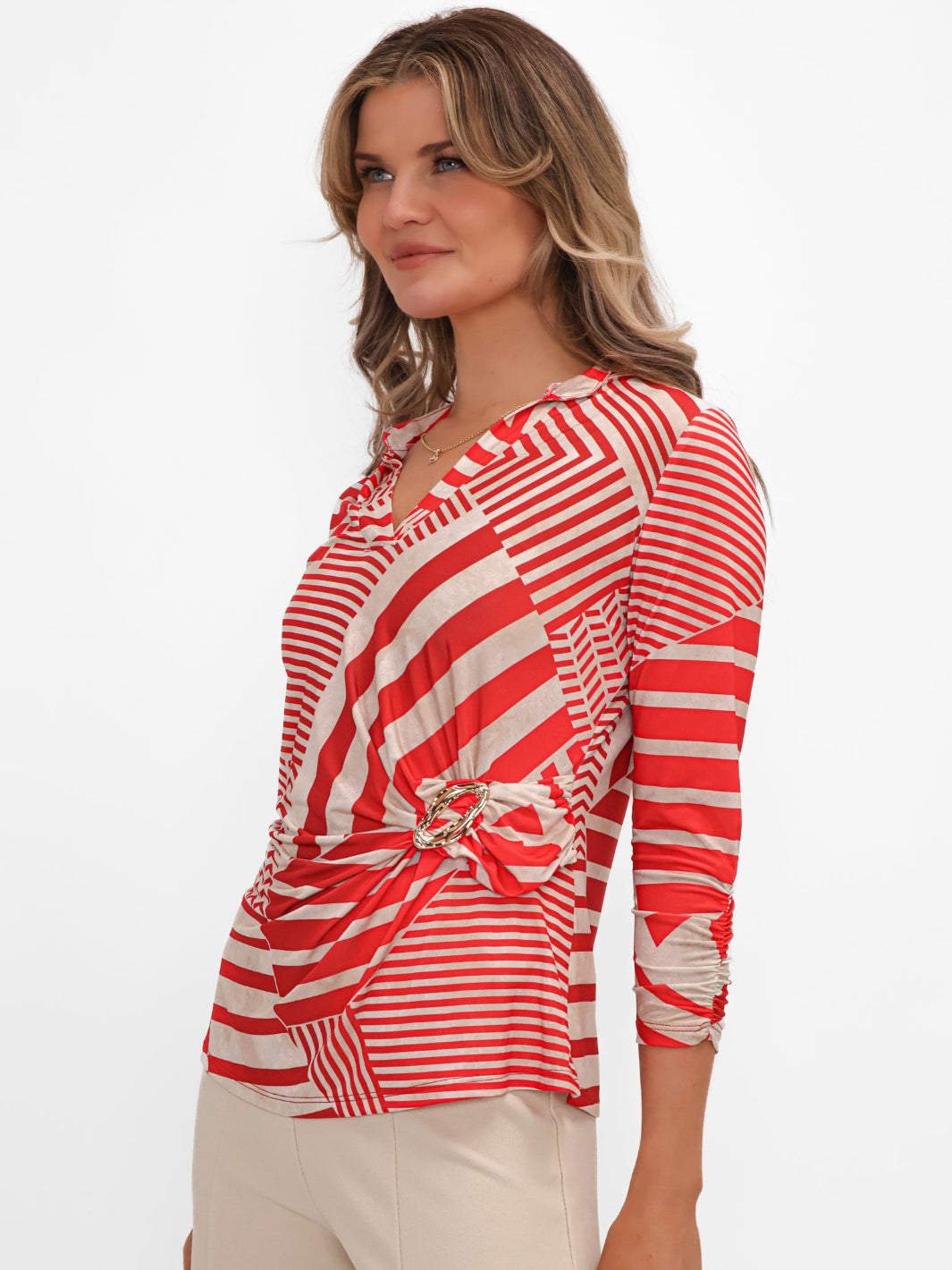 Kate & Pippa Rocco Top In Red Stripe Print-Kate & Pippa