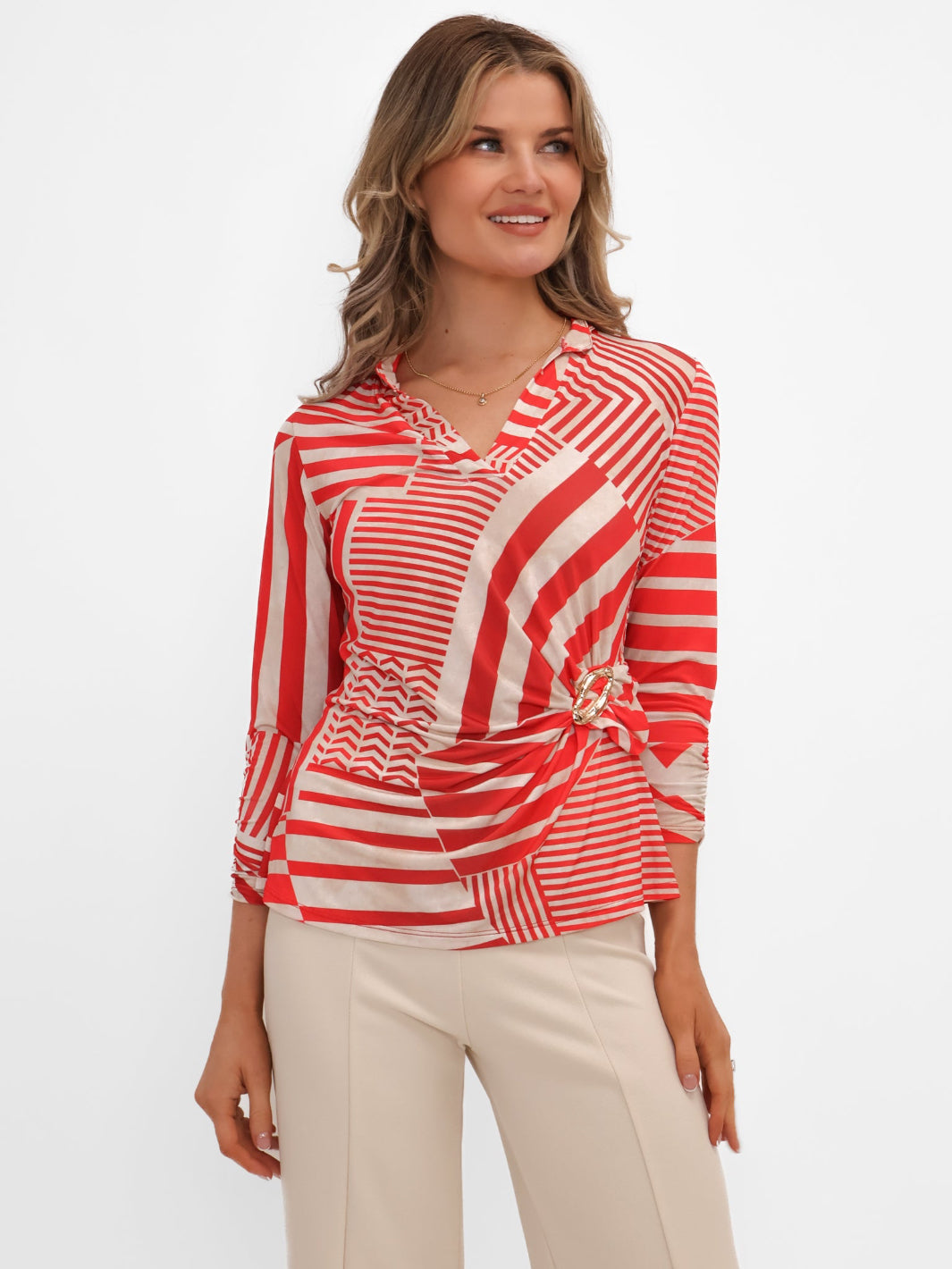 Kate & Pippa Rocco Top In Red Stripe Print-Kate & Pippa