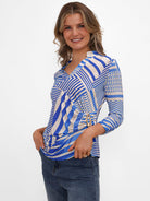 Kate & Pippa Rocco Top In Royal Blue Stripe Print-Kate & Pippa