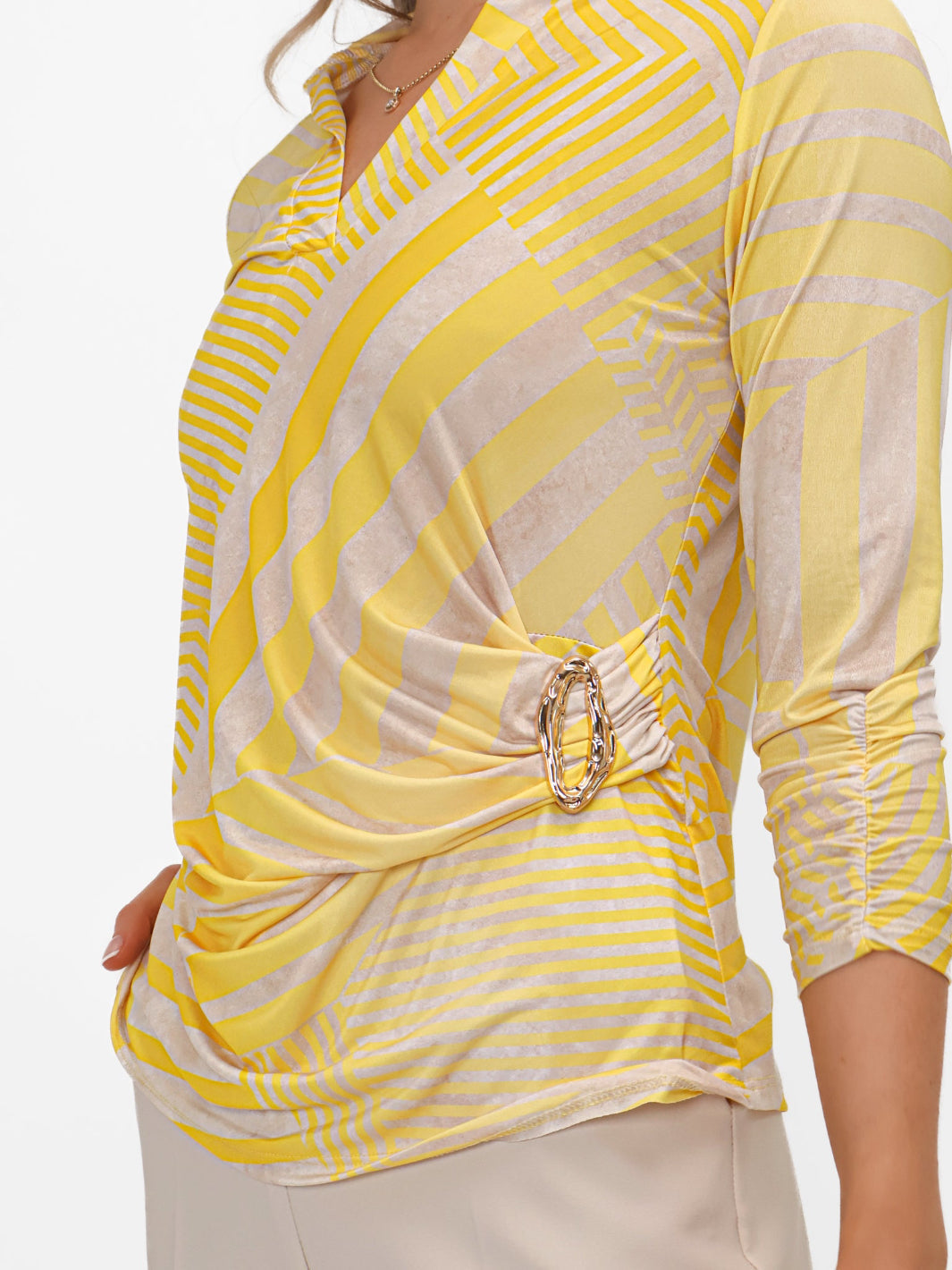 Kate & Pippa Rocco Top In Yellow Stripe Print-Kate & Pippa