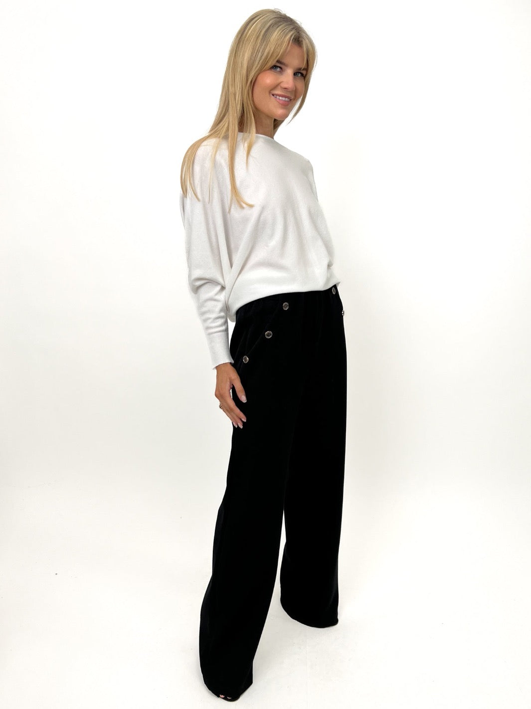 Kate & Pippa Sardinia Button Trousers In Black-Kate & Pippa