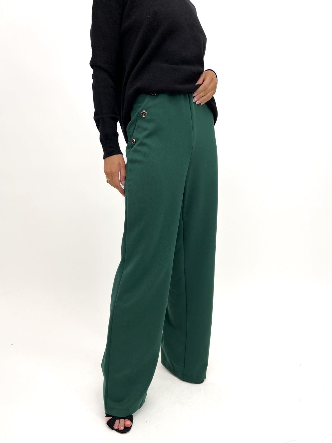 Kate & Pippa Sardinia Button Trousers In Green-Kate & Pippa