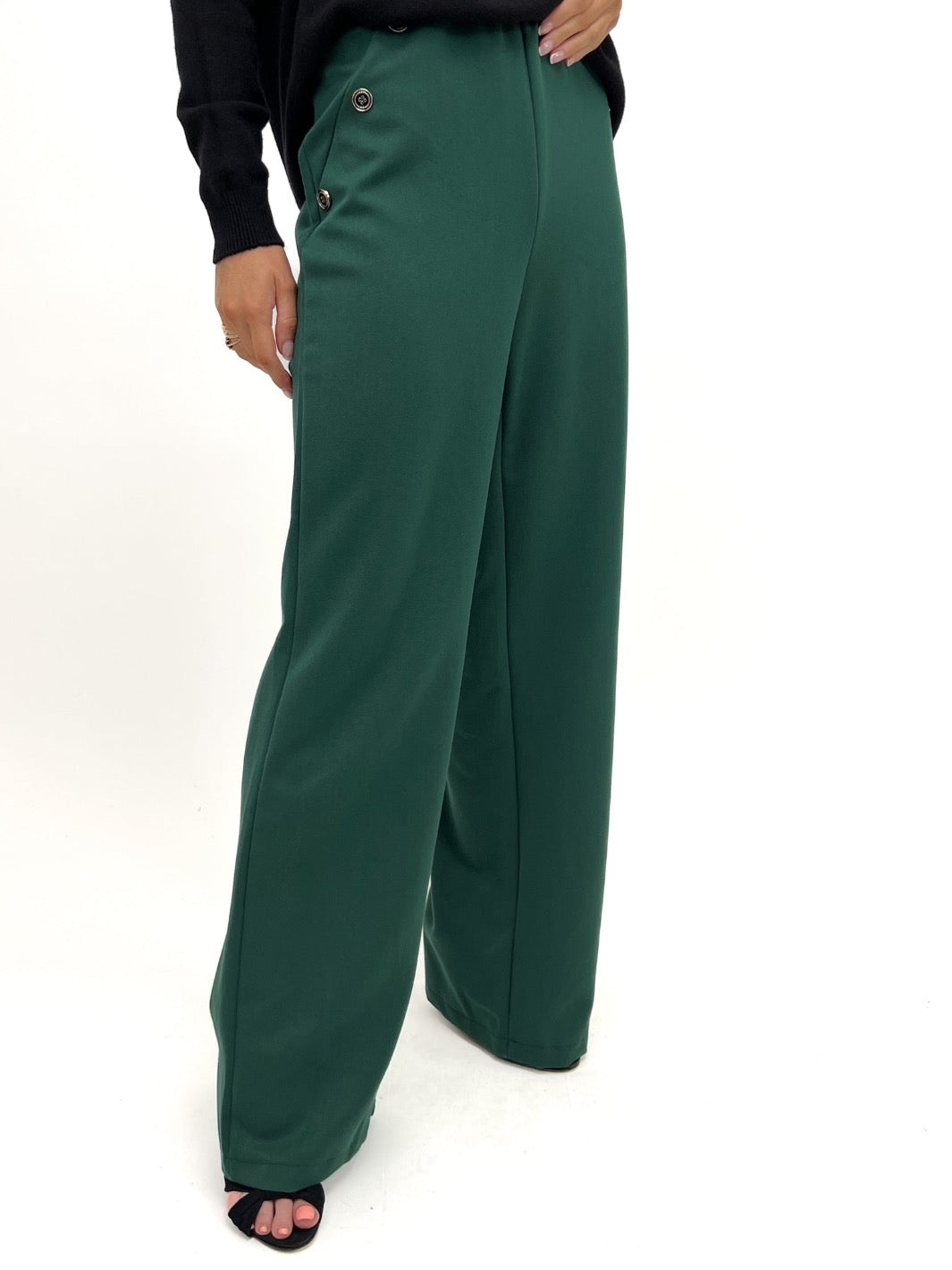 Kate & Pippa Sardinia Button Trousers In Green-Kate & Pippa