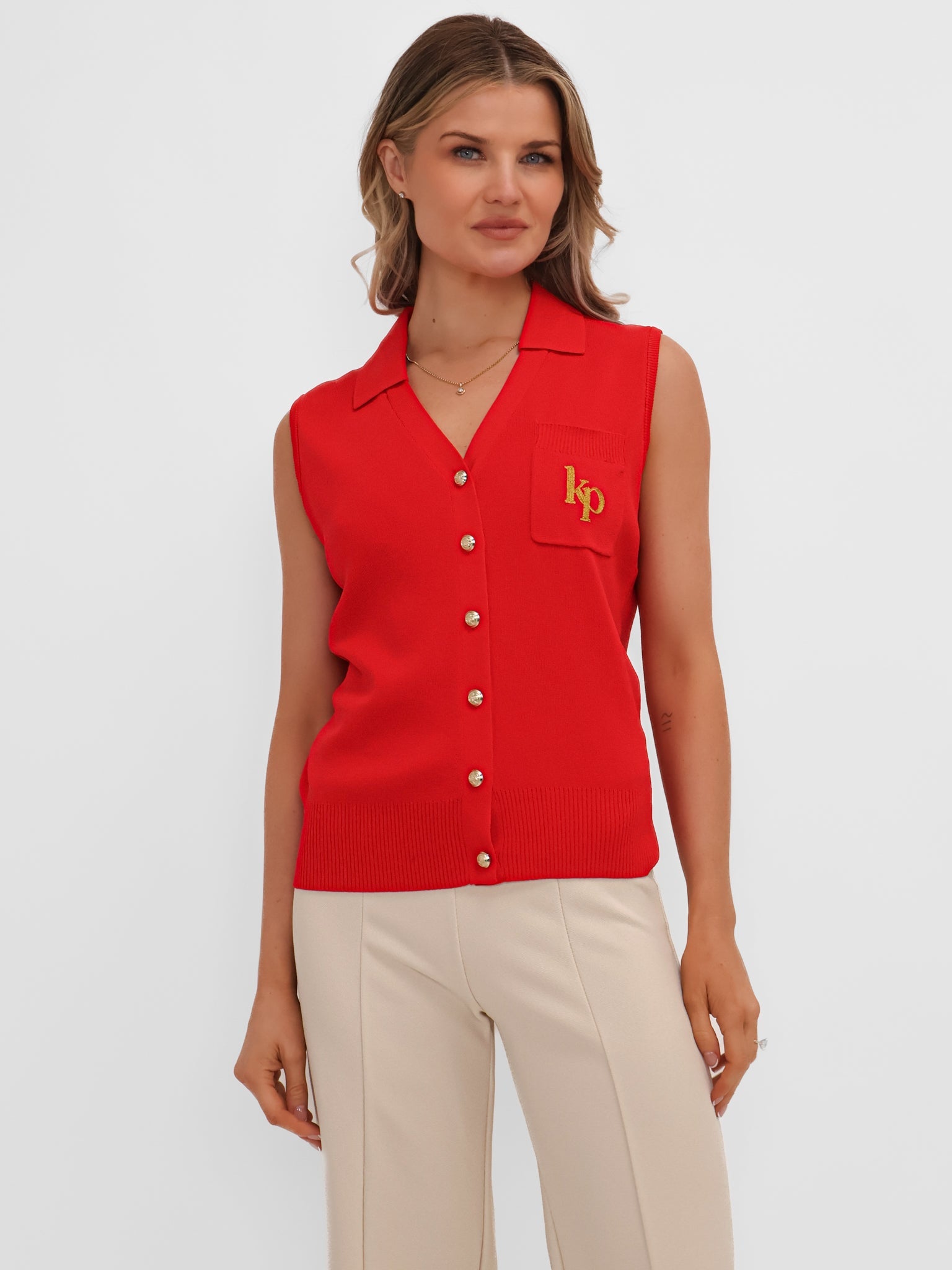 Kate & Pippa Scarlett Waistcoat In Red-Kate & Pippa