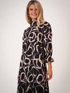 Kate & Pippa Simona Midi Dress In Black / Beige-Kate & Pippa Autumn/Winter Ladies Clothing