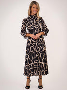 Kate & Pippa Simona Midi Dress In Black / Beige-Kate & Pippa Autumn/Winter Ladies Clothing